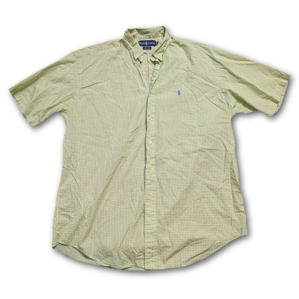 Polo Ralph Lauren Mens L Button-Down Shirt Blake Green 100% Cotton Pony Woven